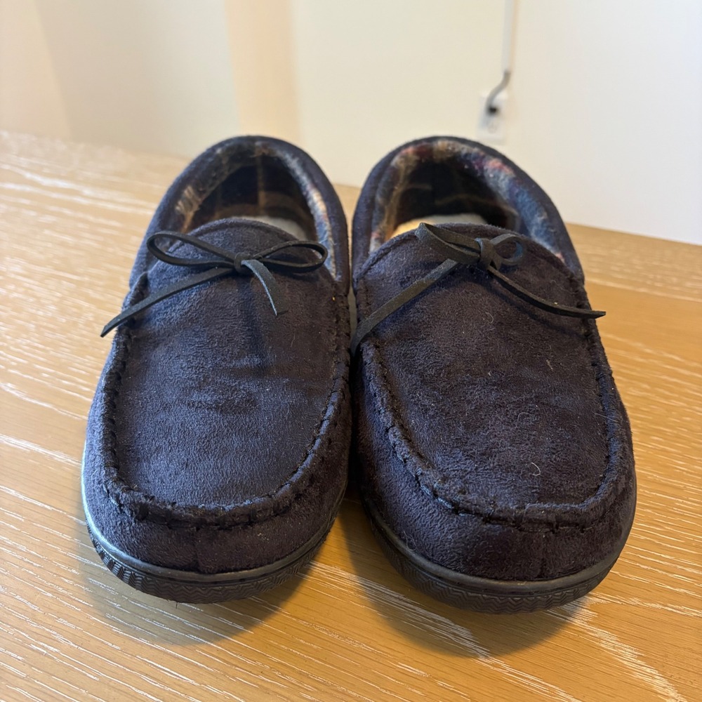 Dockers‎ Mens Black Faux Suede Memory Foam Moccasin Slippers Size Large 9-10 - Picture 5 of 10